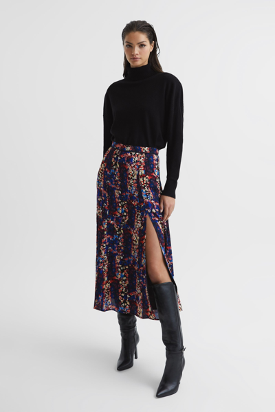 Shop Reiss Katia - Black Abstract Floral Slip Skirt, Us 4