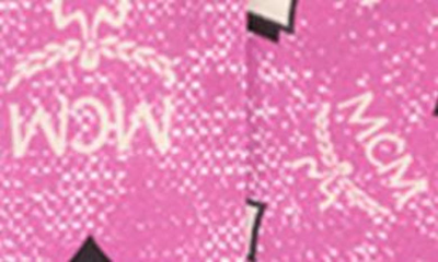 Shop Mcm Twilly Vintage Monogram Skinny Silk Scarf In Pink