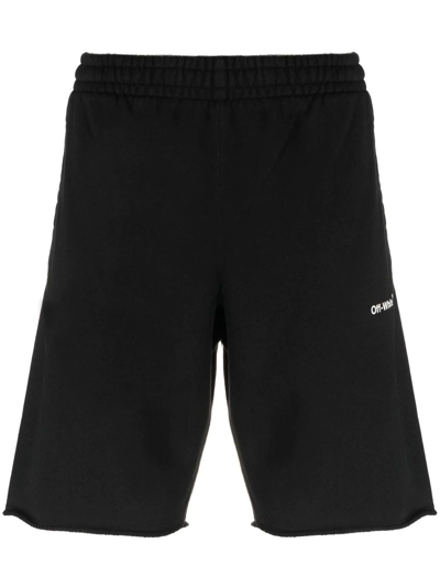 Shop Off-white Black Arrows-motif Cotton Track Shorts In Nero