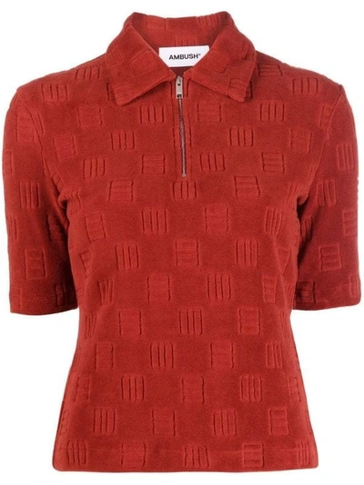 Shop Ambush Red Polo Shirt With Zipper