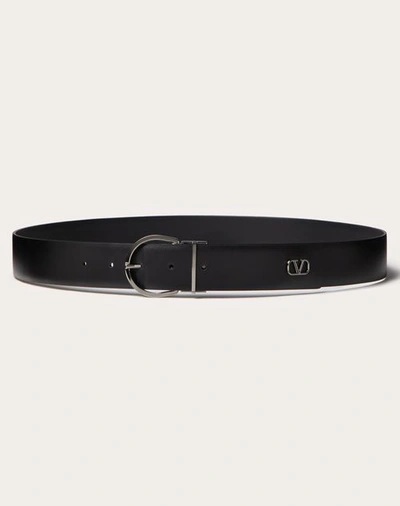 Shop Valentino Garavani Mini Vlogo Signature Calfskin Belt 33mm / 1.3 In. In Black