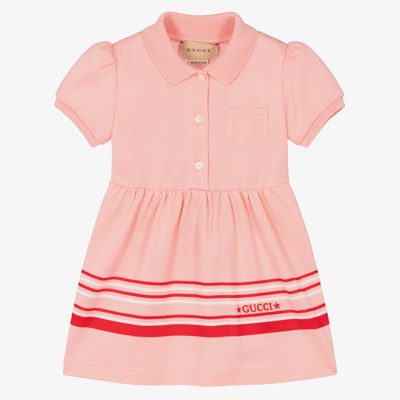 Shop Gucci Girls Pink Cotton Polo Dress