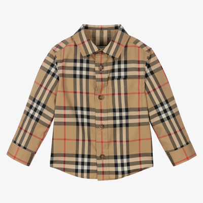 Shop Burberry Baby Boys Vintage Check Shirt In Beige
