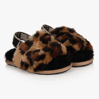 Shop Ugg Girls Slider Slippers In Brown