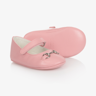 Shop Gucci Baby Girls Pink Leather Shoes