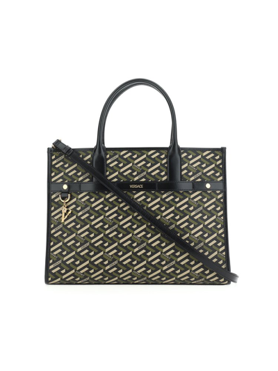 Shop Versace Greca Pattern Print Tote Bag In Multi