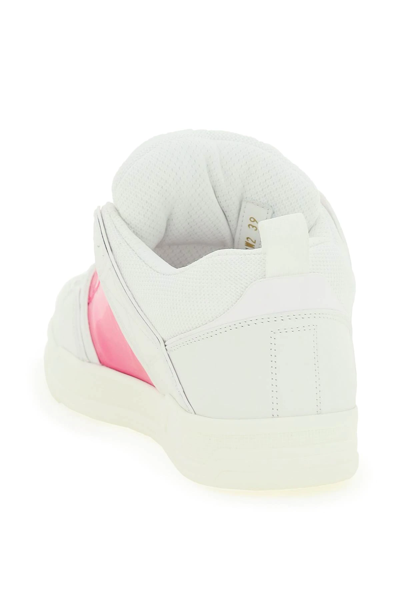 Shop Valentino Open Skate Sneakers In White,fuchsia