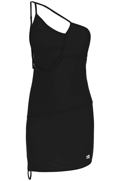 Shop Balenciaga Sporty B Asymmetric Mini Dress In Black