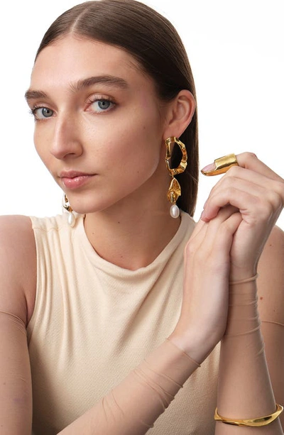 Shop Sterling King Inside Out Pearl Drop Earrings In Gold