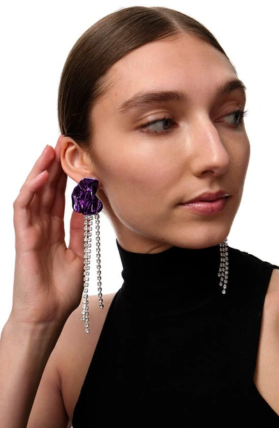 Shop Sterling King Georgia Crystal Drop Earrings In Violet