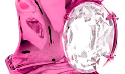 Shop Sterling King Pleat Crystal Earrings In Fuchsia