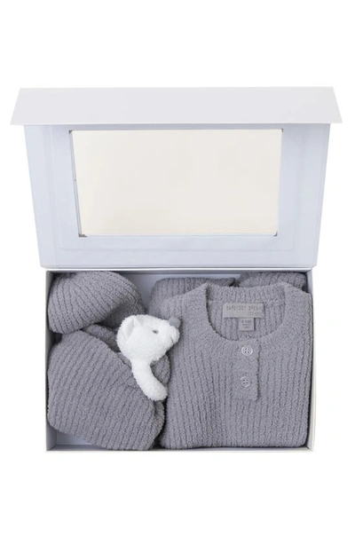 Shop Barefoot Dreams Cozychic® Ribbed Romper, Buddy Blanket & Beanie Set In Dove Gray