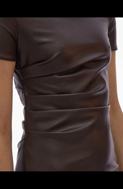 Shop Helmut Lang Ruched Short Sleeve Dress In Wine