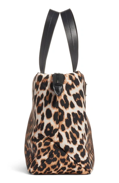 Shop Prada Leopard Print Nylon Top Handle Bag In Avorio