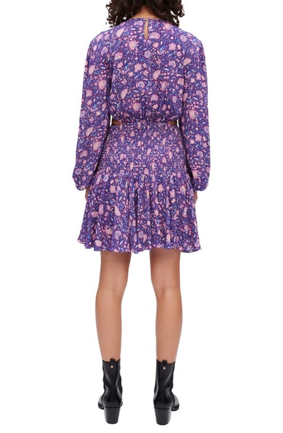 Shop Maje Roleta Floral Cutout Long Sleeve Dress In Purple