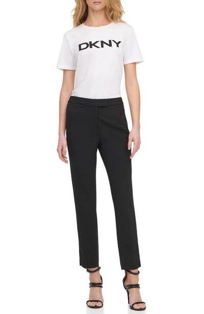 Shop Dkny Foundation Slim Leg Career Pants In Black