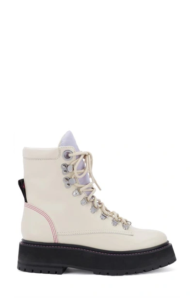 Shop Larroude Leather Bootie In Ivory/violet