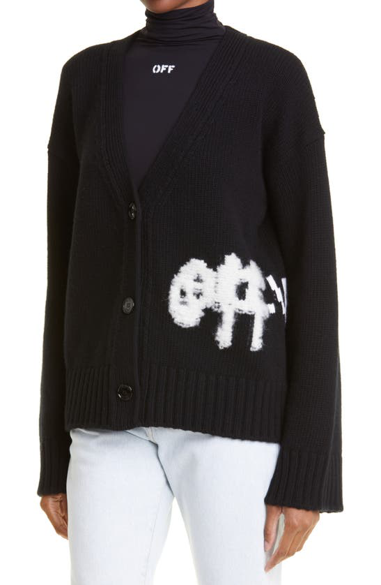 Off-White logo-intarsia cardigan - Black