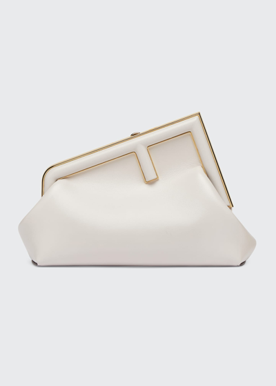 Shop Fendi Small F Asymmetric Clutch Bag In Ghiaia