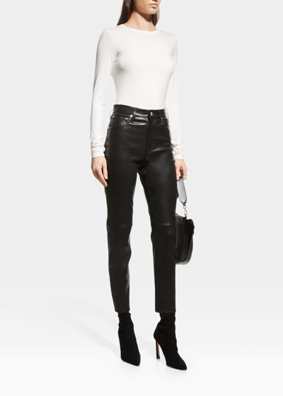 Shop Rag & Bone Paneled Straight Leather Pants In Black