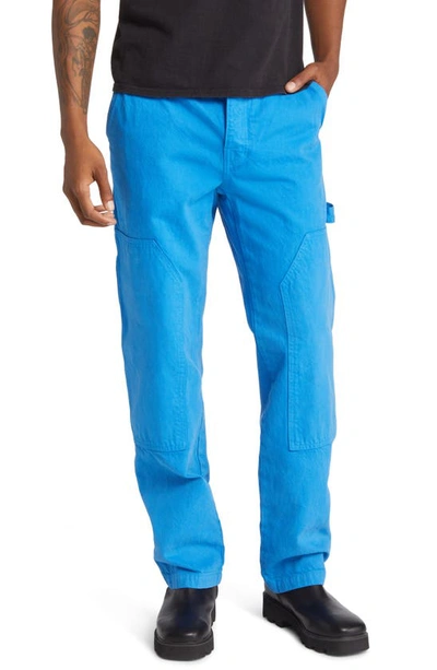 Shop Frame Workwear Mid Rise Organic Cotton Jeans In Le Blue