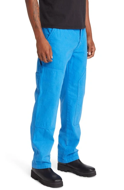 Shop Frame Workwear Mid Rise Organic Cotton Jeans In Le Blue
