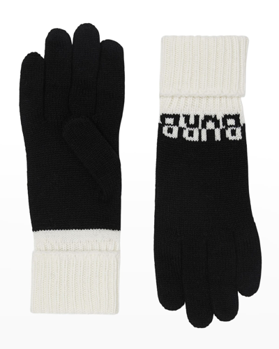 Shop Burberry Men's Intarsia-knit Logo Cashmere Gloves In Black