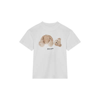 Shop Palm Angels Kids White Bear-print Cotton T-shirt (4-10 Years) In White Other