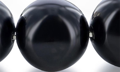 Blackjack Stainless Steel Onyx Beaded Bracelet In Black