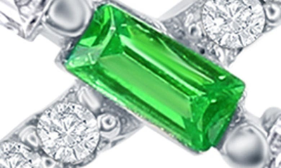 Simona Sterling Silver Created Emerald & Cz Infinity Pendant Necklace In Emerald