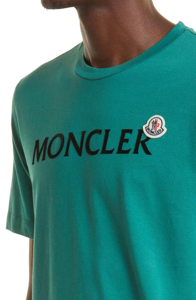 Shop Moncler Logo Graphic Tee In Green