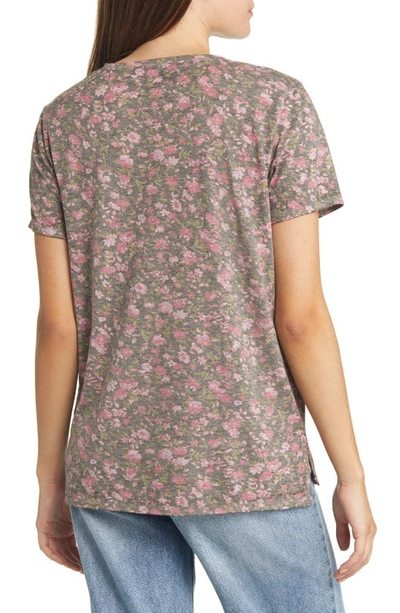 Shop Lucky Brand Classic V-neck T-shirt In Black Floral Print