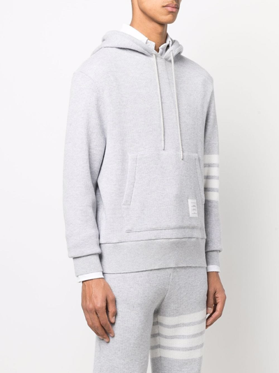 Thom Browne Striped Waffle-knit Cashmere And Wool-blend Hoodie In Grey
