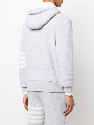 Thom Browne Striped Waffle-knit Cashmere And Wool-blend Hoodie In Grey