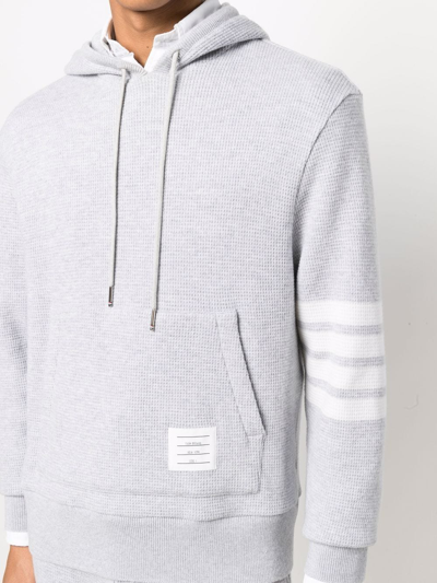 Thom Browne Striped Waffle-knit Cashmere And Wool-blend Hoodie In Grey