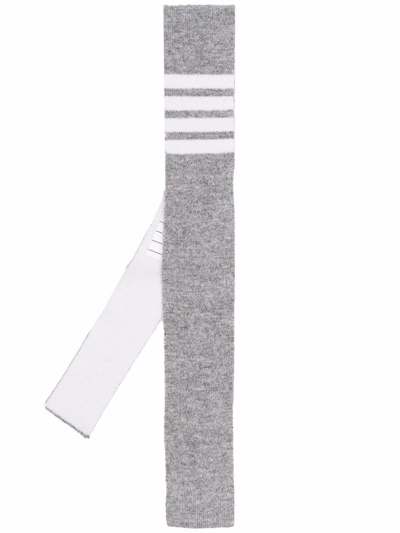 Shop Thom Browne 4-bar Stripe Cashmere Tie In Grey