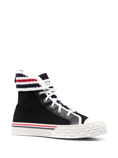 Shop Thom Browne Tartan-sole Rwb Stripe Sneakers In Black