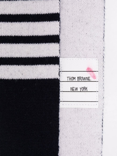 Shop Thom Browne 4-bar Stripe Knit Tie In Blue