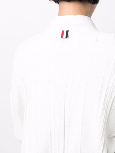 Shop Thom Browne Rwb-stripe Cardigan In White