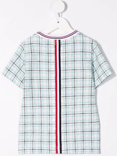 Thom Browne Check-pattern T-shirt In Blue