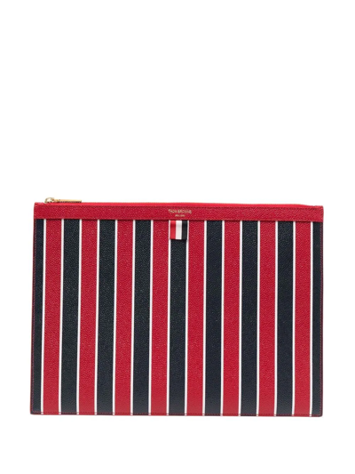 Shop Thom Browne Medium Vertical-stripe Document Holder In Red