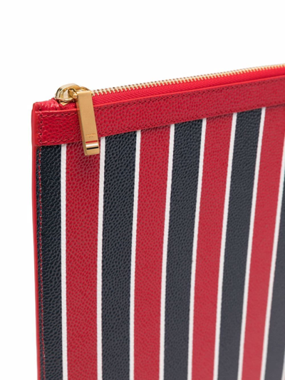 Shop Thom Browne Medium Vertical-stripe Document Holder In Red