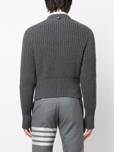 Shop Thom Browne Waffle-knit Cashmere Swater In Grey