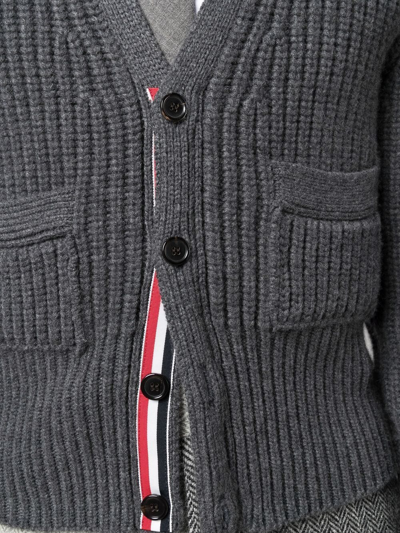 Shop Thom Browne Patch-pocket Cashmere Cardigan In Grey