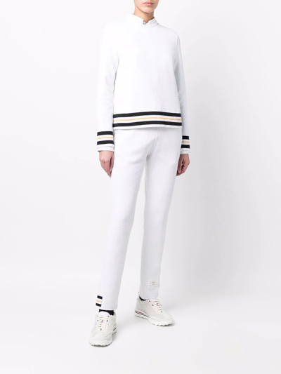 Shop Thom Browne Cricket Stripe Track Pants In White