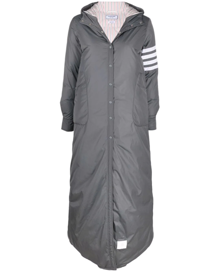 Shop Thom Browne Down-feather Hooded Coat In Grey