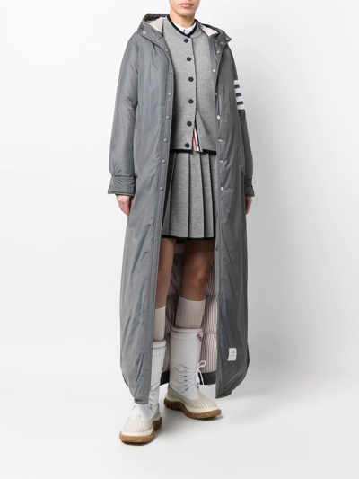 Shop Thom Browne Down-feather Hooded Coat In Grey