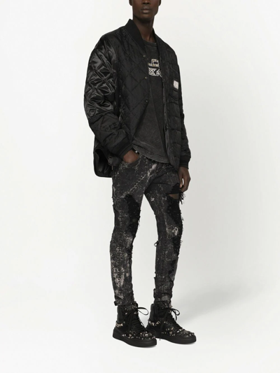 Dolce & Gabbana Washed Short-sleeved T-shirt With Studs In Black