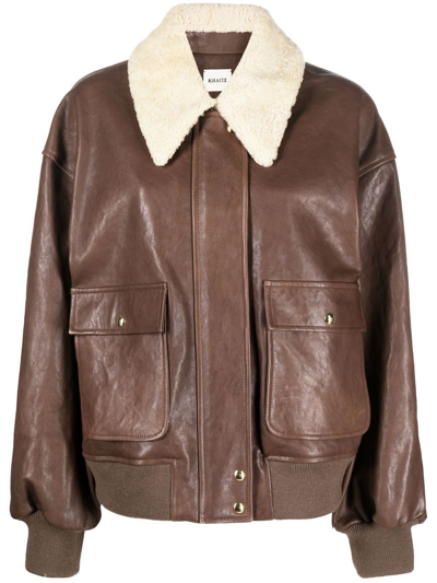 Shop Khaite The Shellar Lambskin Jacket In Brown