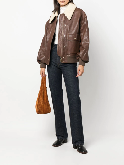 Shop Khaite The Shellar Lambskin Jacket In Brown